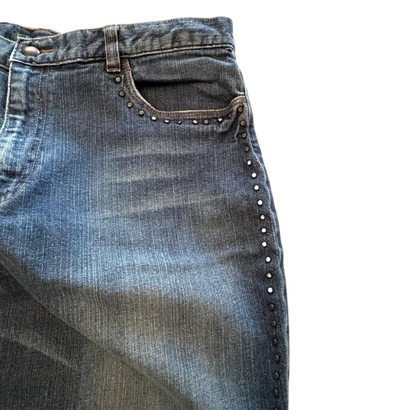 Lauren Jeans Co Ralph Lauren Womens Studded Flare Denim Jeans Size 14 (36x28) - Picture 5 of 13